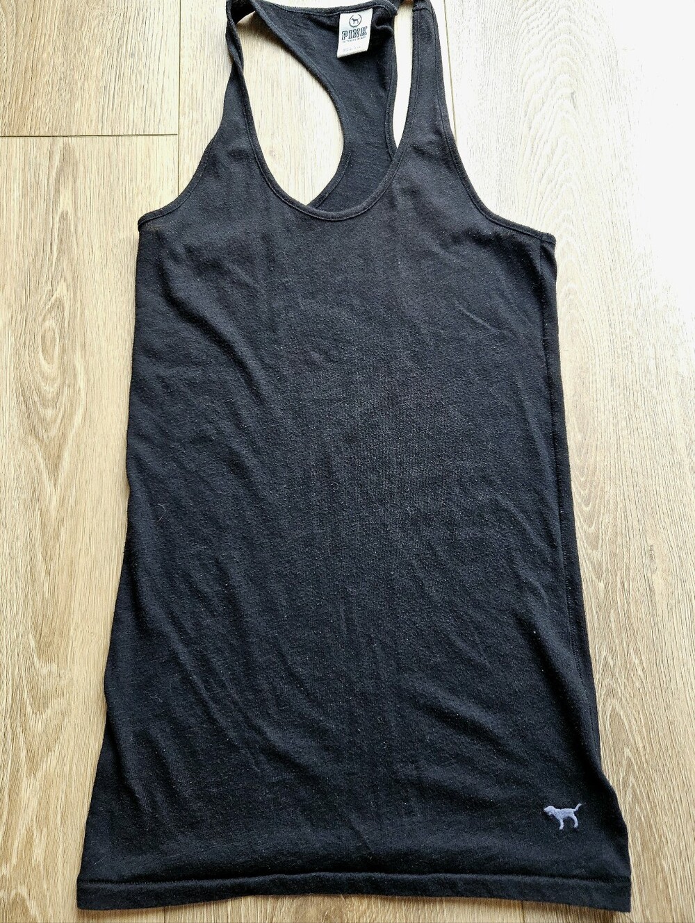 PINK Victoria's Secret Black Racerback Tank Top with Logo